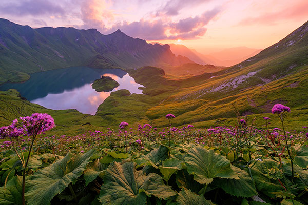 阿尔高阿尔卑斯山脉的席尔克泽湖