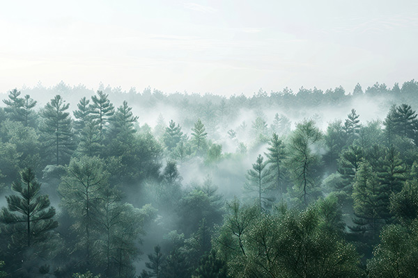 宁静森林的晨雾景观